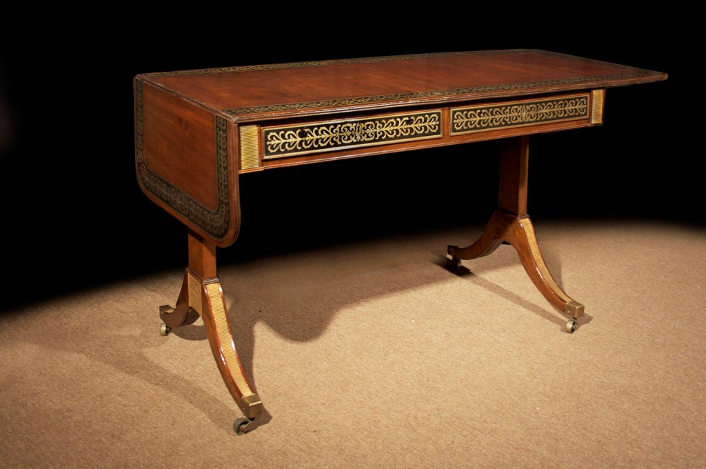 Regency Mahogany Brass Inlaid Sofa