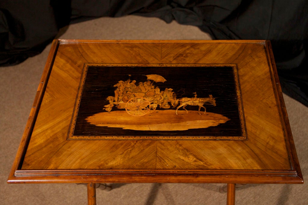 Neoclassical Italian Marquetry Inlaid Folding Tray Table For Sale