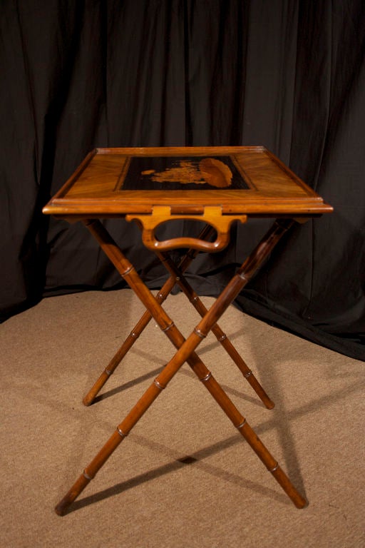 19th Century Italian Marquetry Inlaid Folding Tray Table For Sale