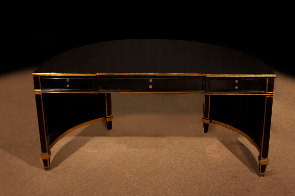 Jansen ebonized desk enriched with gilt details and stamped 