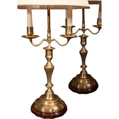 Pair Baroque Brass Candelabra Lamps