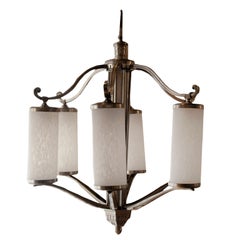 Art Deco Patinated Brass Chandelier
