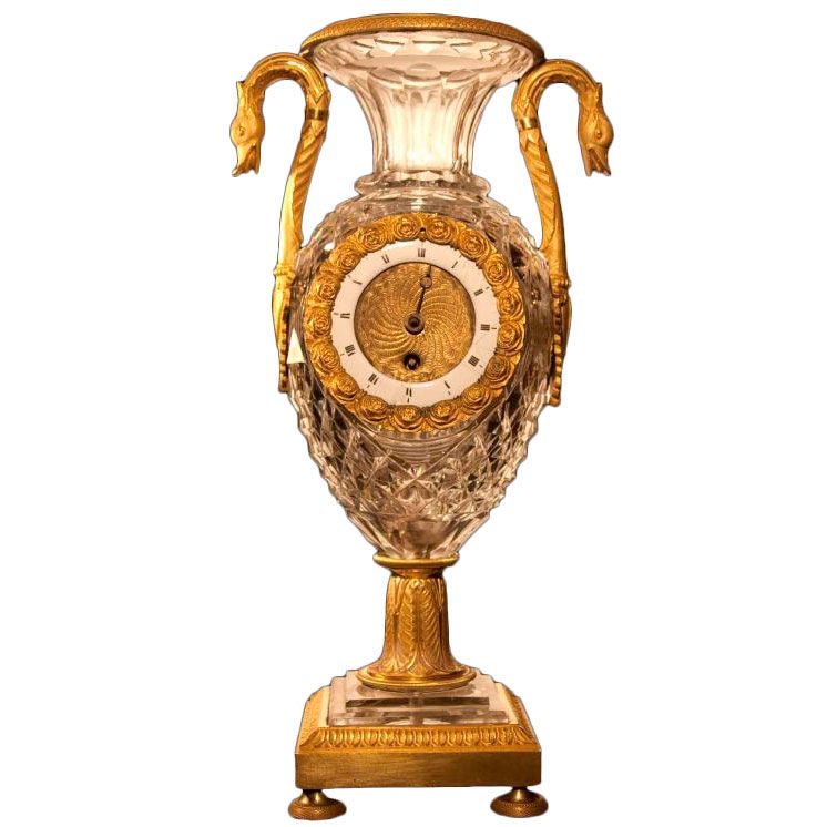 French Crystal Urn Clock circa 1815