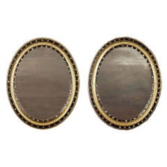 Pair George III Lacquer Oval Mirrors