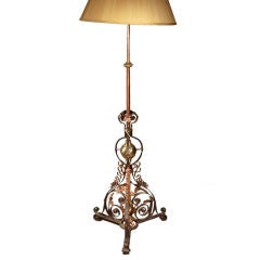 Antique Benson-style Wrought Iron Lamp