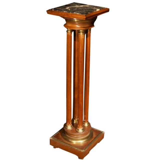 French Directoire Style Mahogany and Brass Detailed Pedestal For Sale