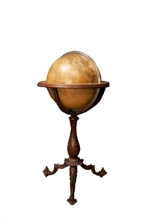 Terrestrial globe by Gilman Joslin of Boston. The 16