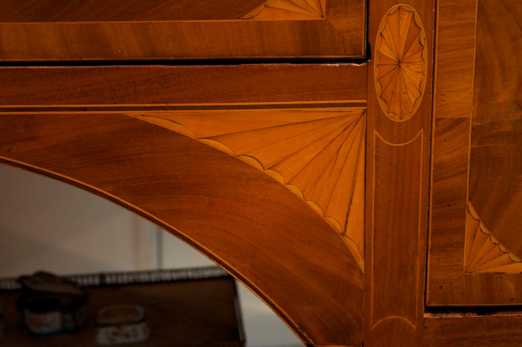 18th Century and Earlier George III Bow Fronted and Inlaid Mahogany Sideboard, English, circa 1785 For Sale