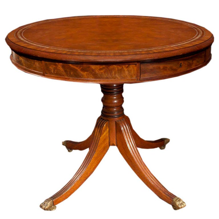 Classic Regency Mahogany Drum Table, English, circa 1815 For Sale