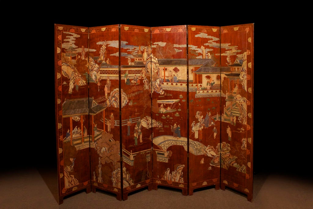 18th Century and Earlier Chinese Coromandel Six-Panel Screen