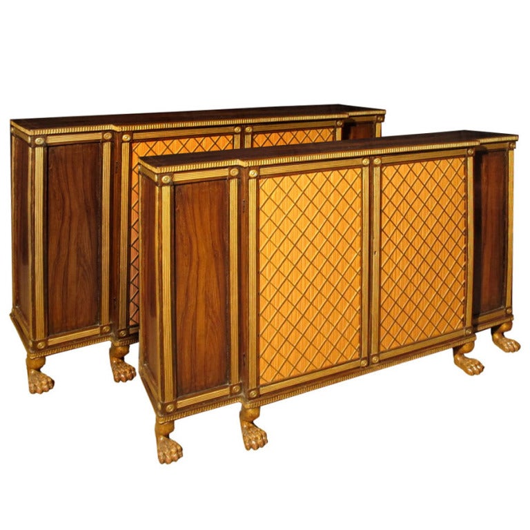 Stylish Pair Regency Rosewood Side Cabinets. English C 1815