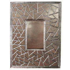 Chinese Silver Gilt Lattice Framed Mirror