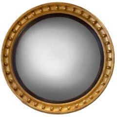 Regency Gilt Wood Large Convex Mirror