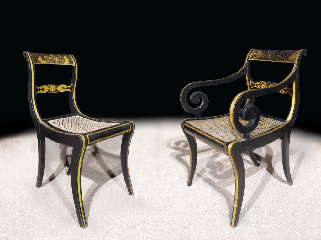 Set of Eight Regency Dining Chairs