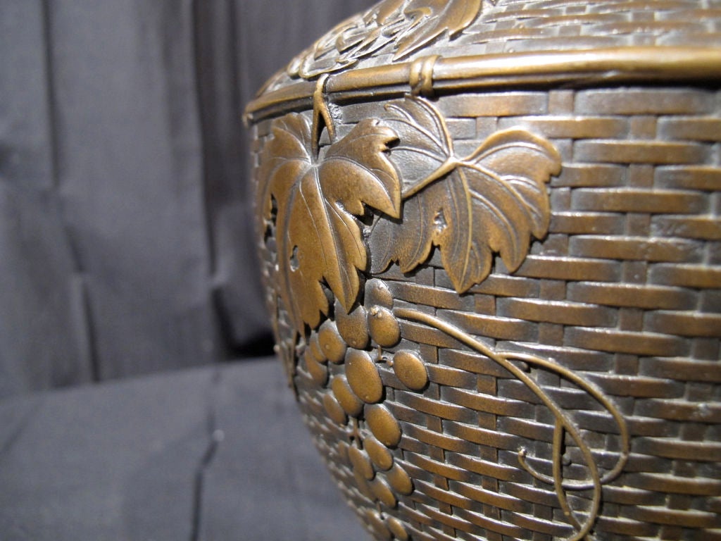 Meiji Bronze Basket, circa 1880 1