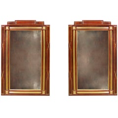 Pair of Neoclassical Mahogany Mirrors with Brass Details, Russian, circa 1820