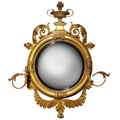 Regency Convex Giltwood Girandole Mirror. English Circa 1820