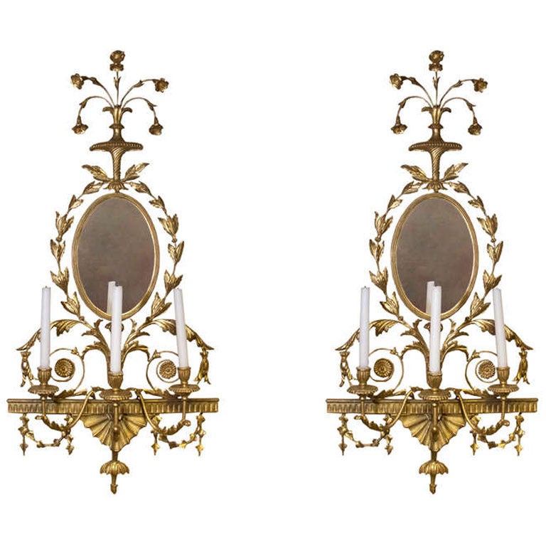 Pair George Iii Style Giltwood Sconces Mid 19th Century