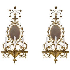 Pair George Iii Style Giltwood Sconces Mid 19th Century