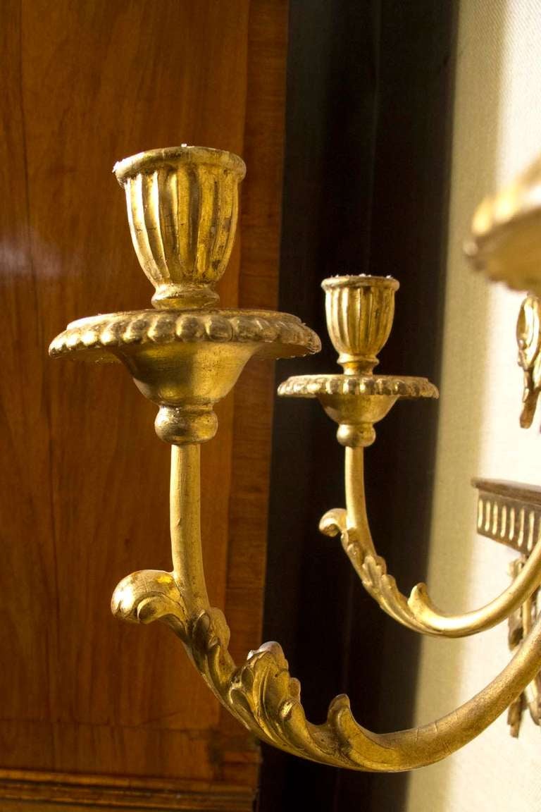 Pair George Iii Style Giltwood Sconces Mid 19th Century 1