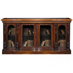 William IV Rosewood Side Cabinet with bold carved details. English, Circa 1835