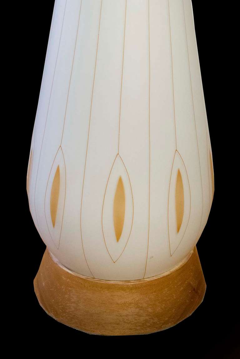 Mid-Century Modern Pair of Mid-Century Danish Glass Lamps circa 1950