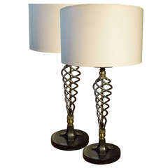 Pair of Mid Century Spiral Table Lamps 20th Century