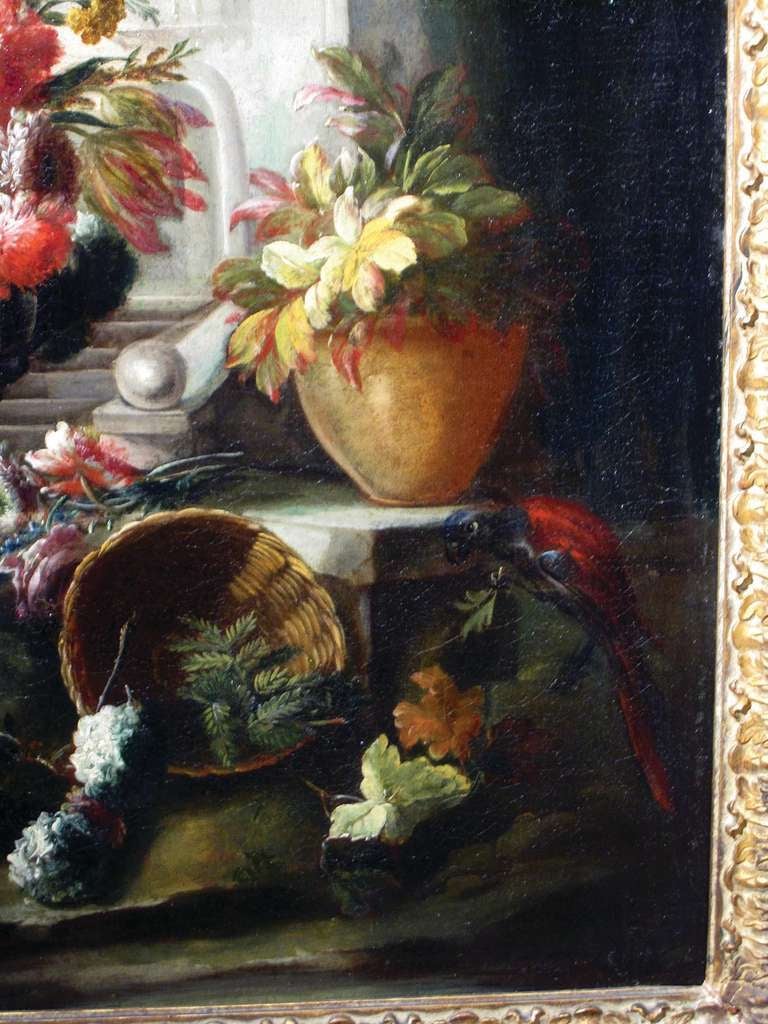 18th Century and Earlier Pair of Floral Still Lifes After Nicola Casissa, Italian 18th Century For Sale