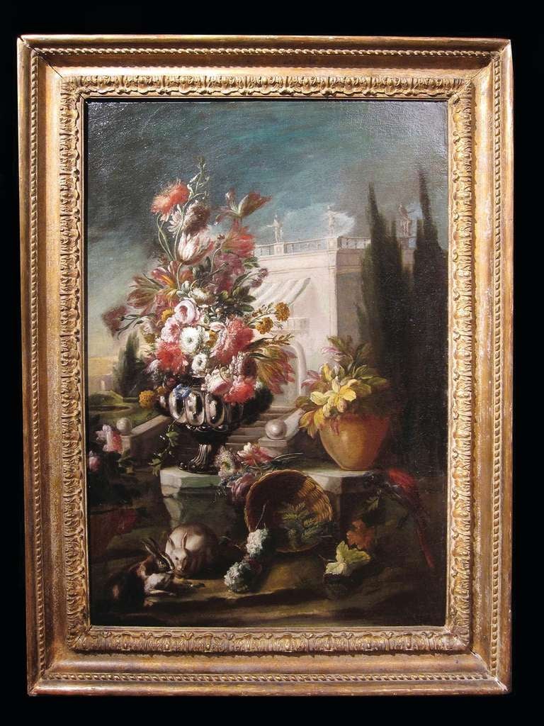 Pair of Floral Still Lifes After Nicola Casissa, Italian 18th Century For Sale 3