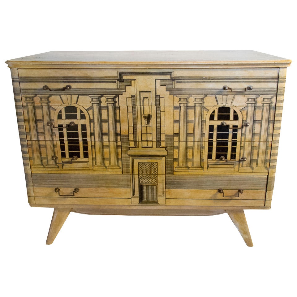 Fornasetti Style Commode, circa 1965 For Sale