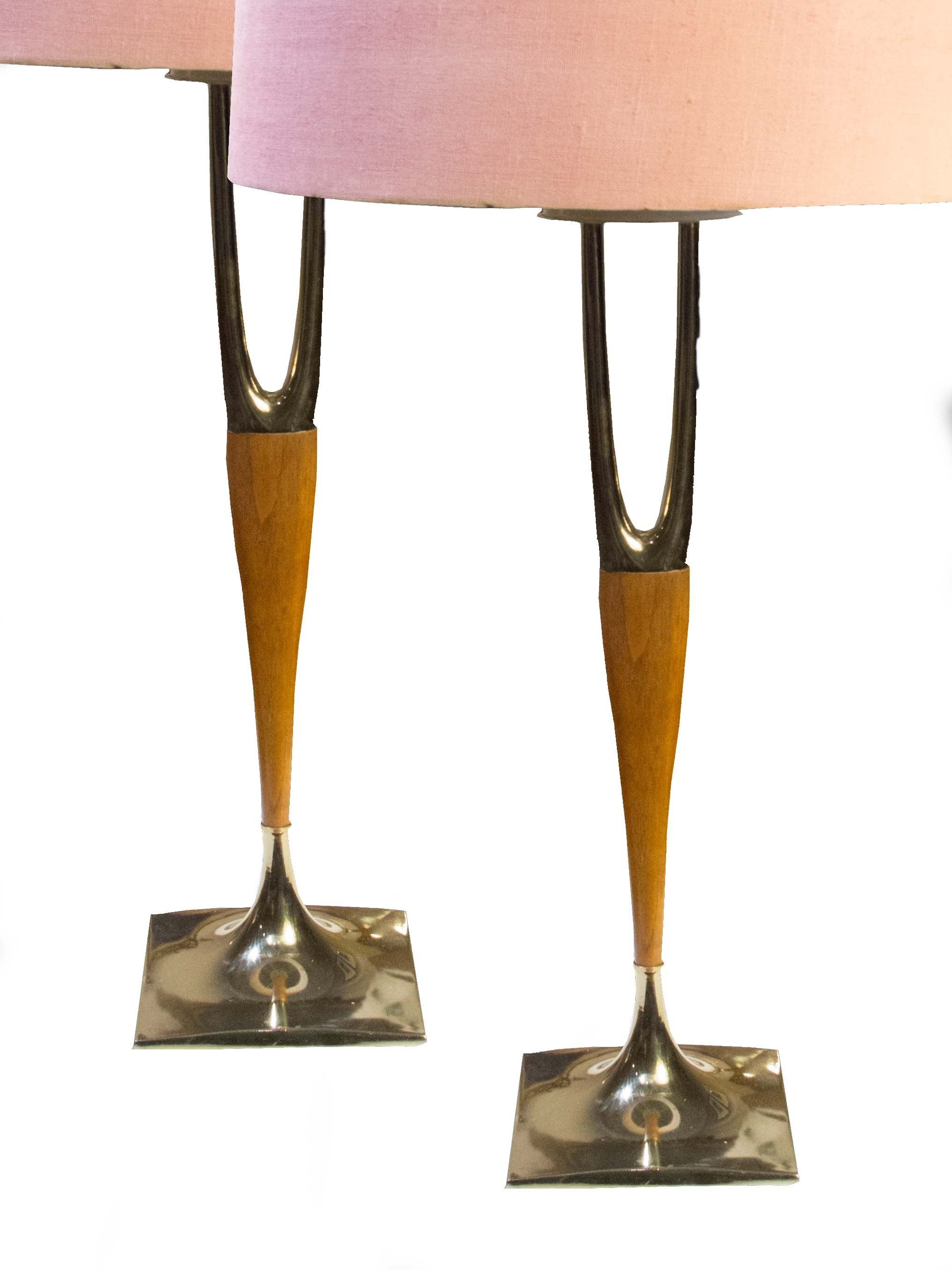 Pair of Gerald Thurston "Wishbone" Lamps For Sale