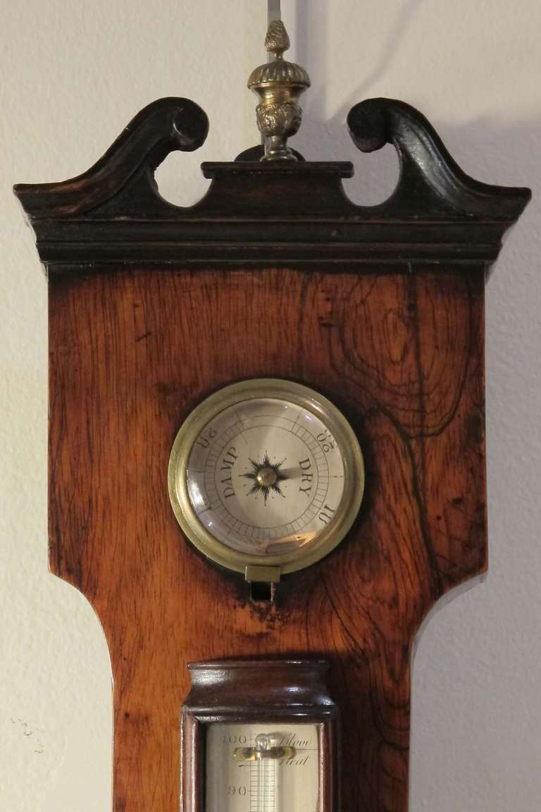 Georgian English Wheel Barometer Clock