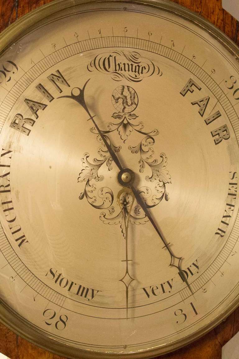 19th Century English Wheel Barometer Clock