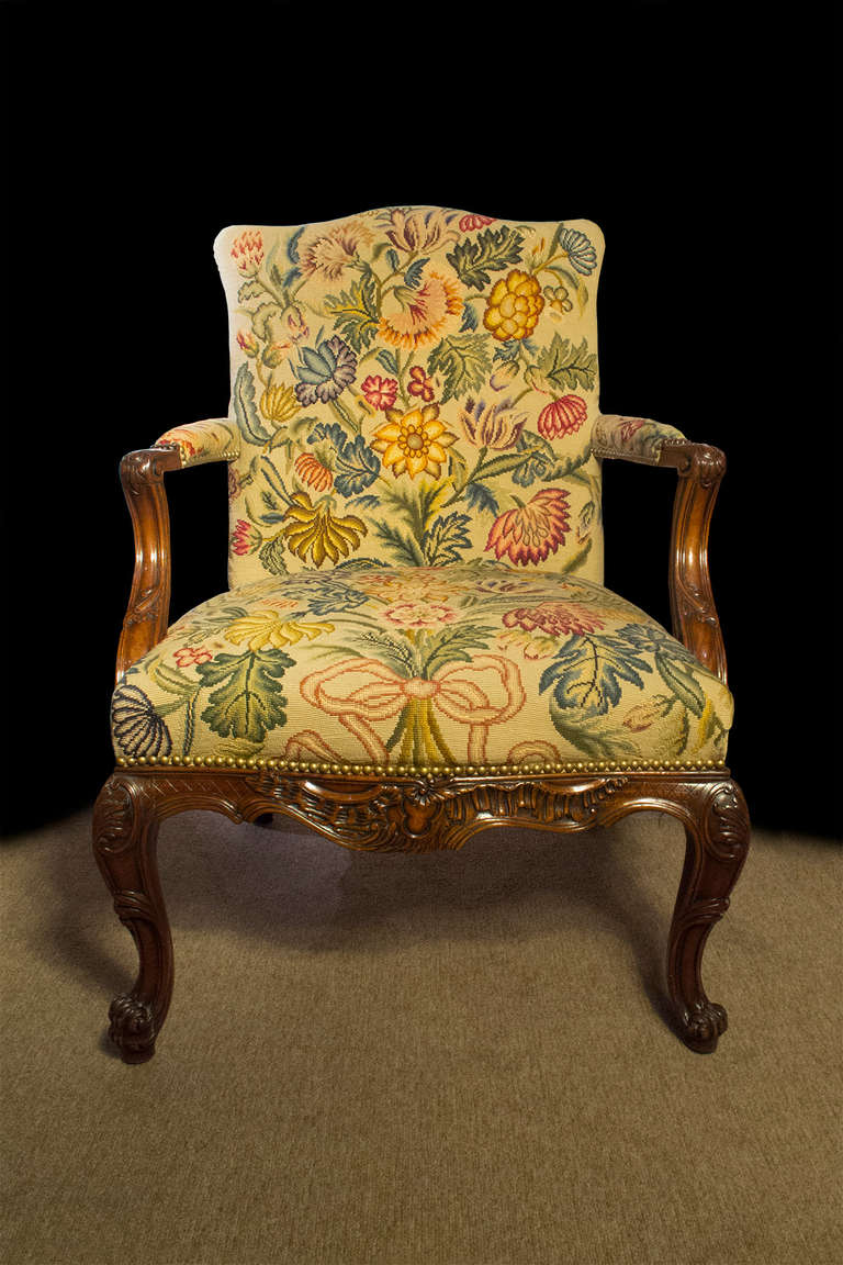 Rococo Mid Georgian Mahogany Chippendale Style Arm Chair. 19th century