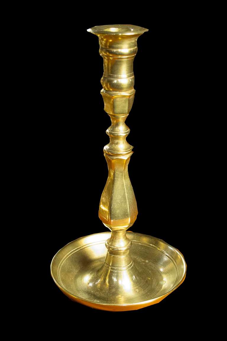 Set of Seven Pairs Brass Candlesticks, 18th-19th Century For Sale 6