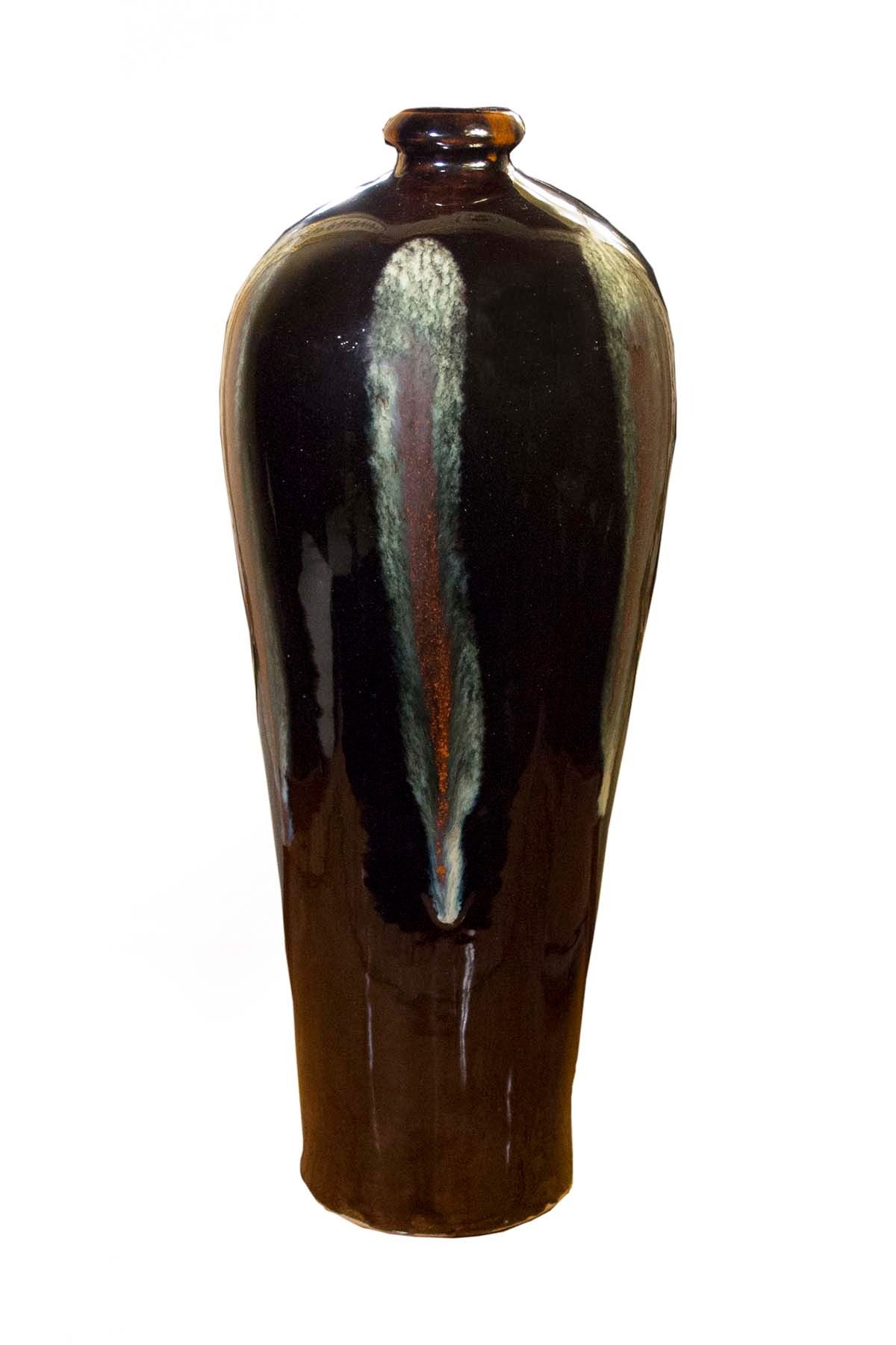 Black Lacquer Vases 20th Century, Pair 1