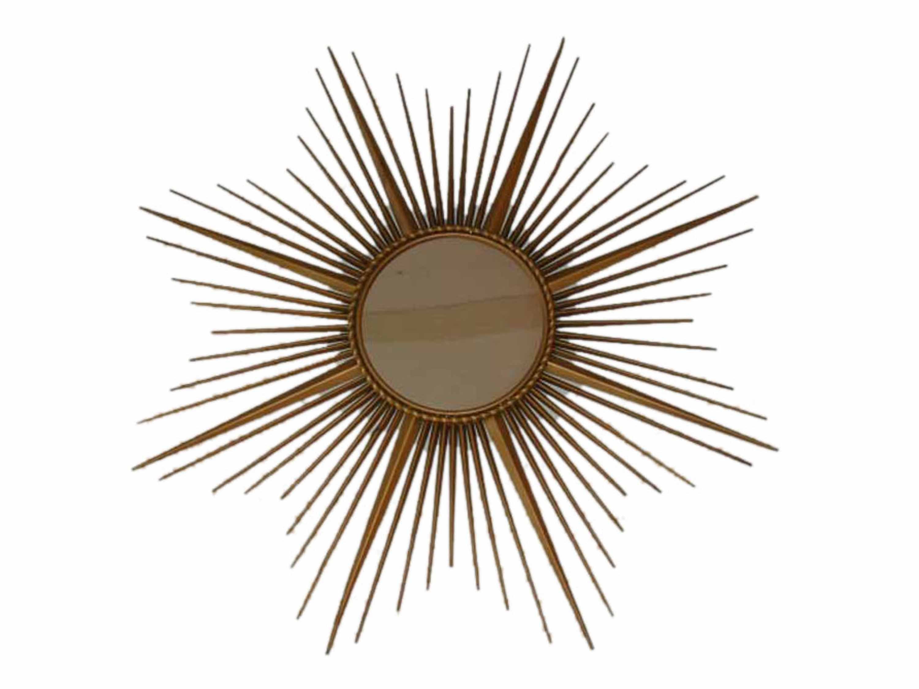 Chaty Vallauris Brass Sunburst Mirror, French C 1950