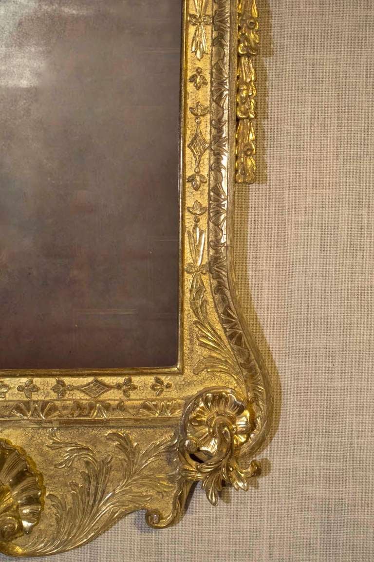 18th Century and Earlier George II Carved and Gilt Wall Mirror, circa 1730