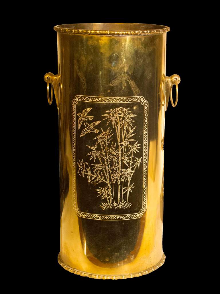 Vintage Mid Century Brass Umbrella Stand Mid 20th Century