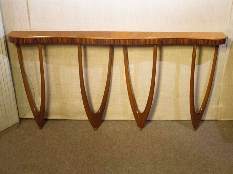 Italian Mahogany Console In the Manner of  Buffa C 1970
