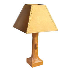 Lampe de table en chêne Robert "Mouseman" Thompson 20ème siècle
