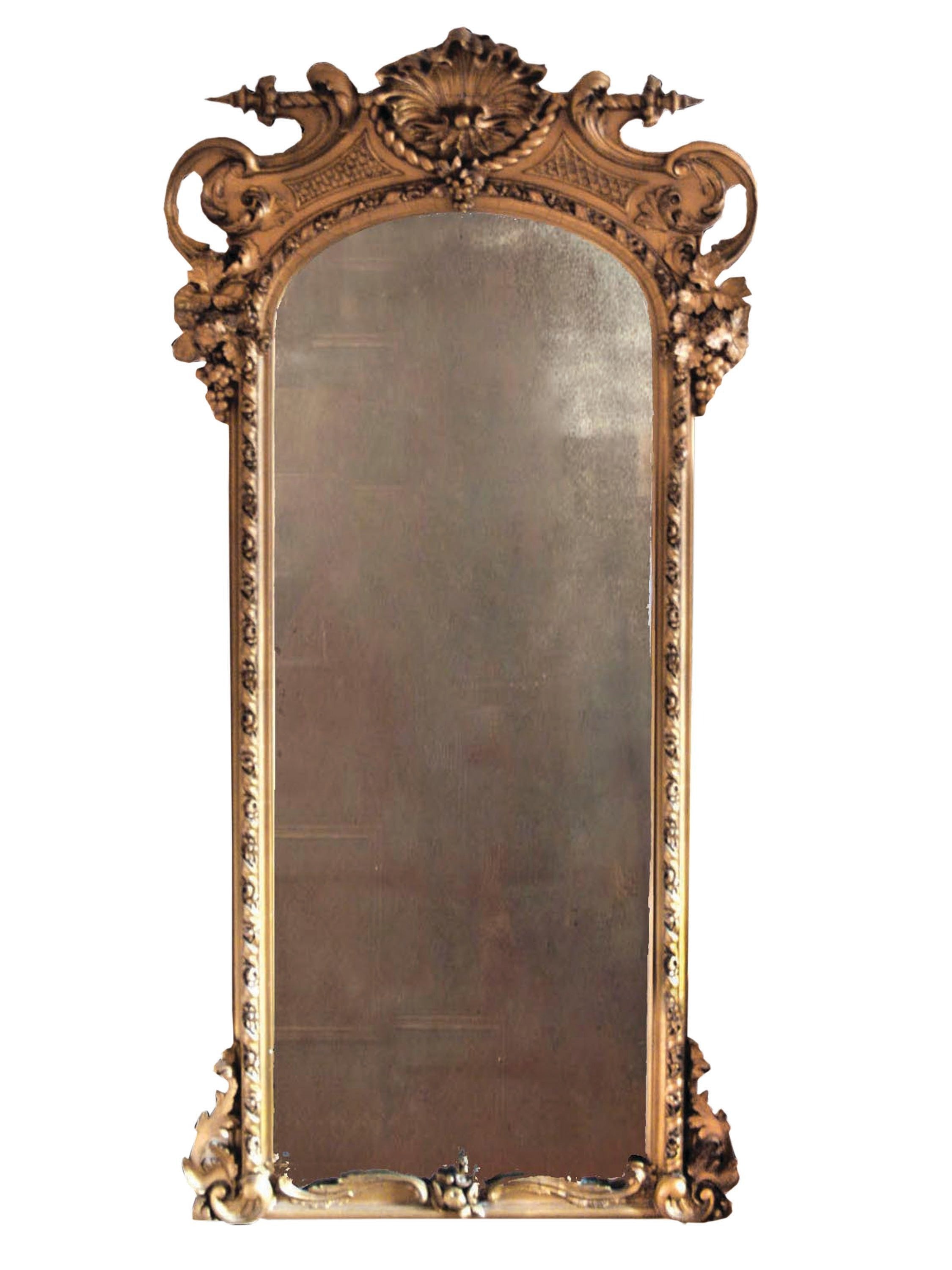 American Victorian Gilt Hall Mirror, Mid-19th Century