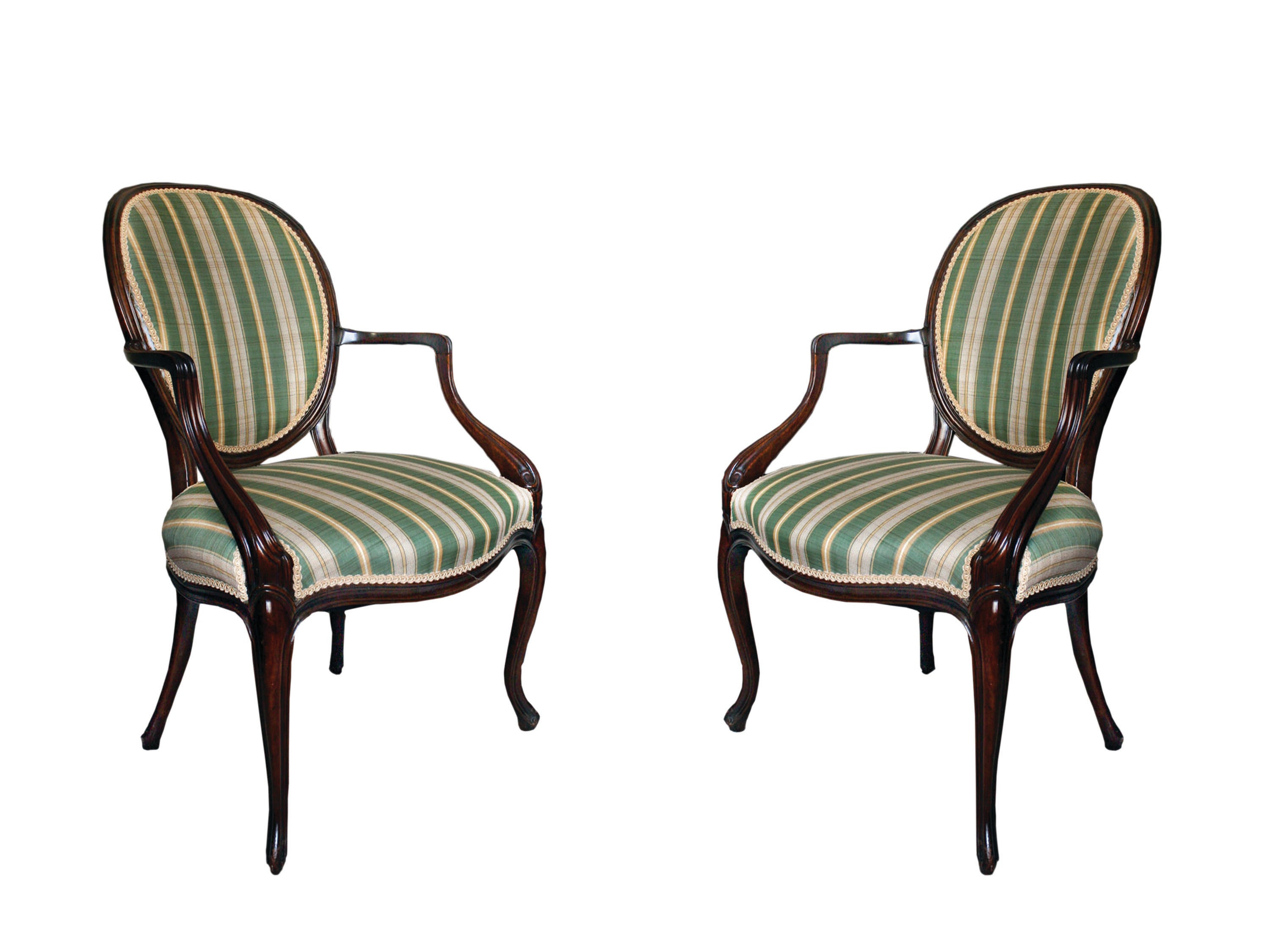 PAIR George III Style Mahogany Dining Chairs, 20th Century For Sale