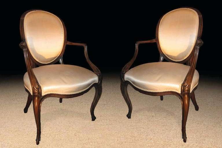 PAIR George III Style Mahogany Dining Chairs, 20th Century In Excellent Condition For Sale In New York, NY