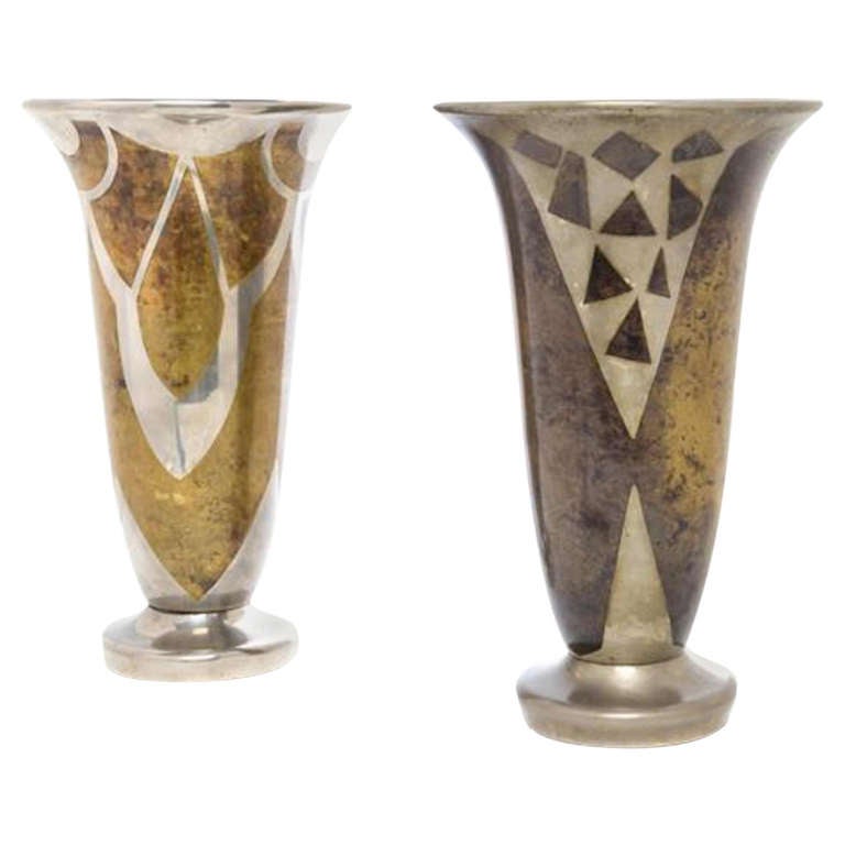 Vases en métal Art Déco de Jacques Douau C1930