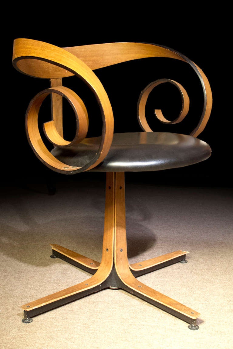 Mid-Century Modern Pair George Mulhauser Plycraft Desk Chairs. Circa 1965