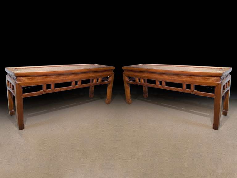 Pair of Chinese Low Tables or Benches, 19th Century In Excellent Condition For Sale In New York, NY