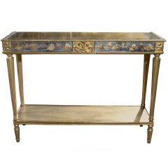 Jansen Eglomise Decorated Console Table Circa 1950
