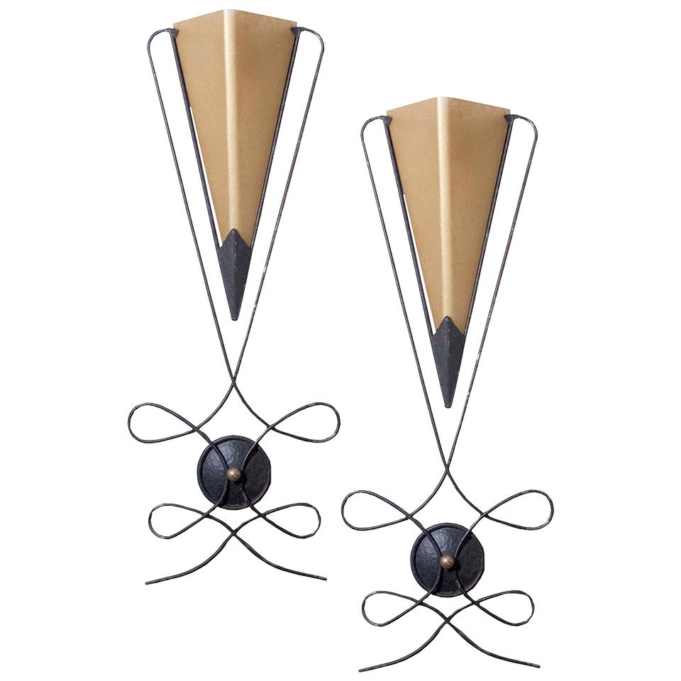 Pair of Mid-Century Modern Wall Sconces, circa 1950 For Sale