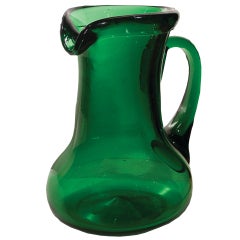 Large Green Glass Pitcher 19th Century